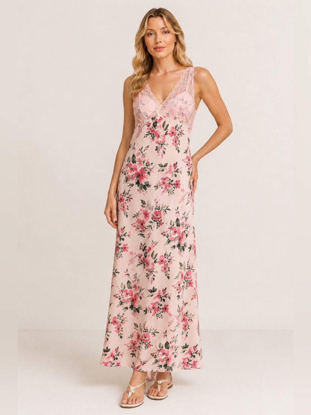 TRIXXI Los Angeles Pink Floral Lace Maxi Dress Size M NWT